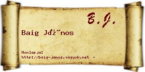 Baig János névjegykártya